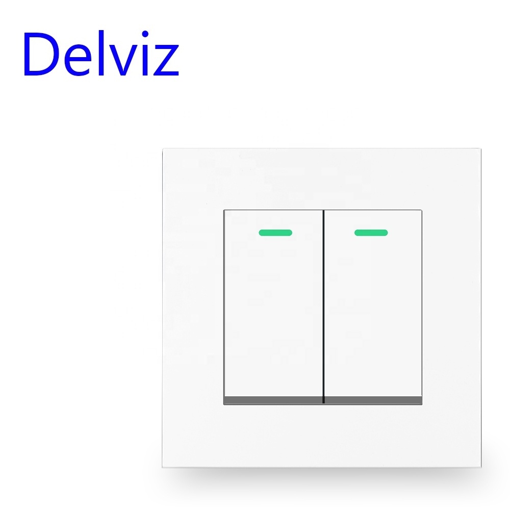 Delviz Plastic White Panel, Factory direct supply, AC 110V~250V 16A Power controller, 1 Gang 2 Way Push Button Wall Lamp Switch