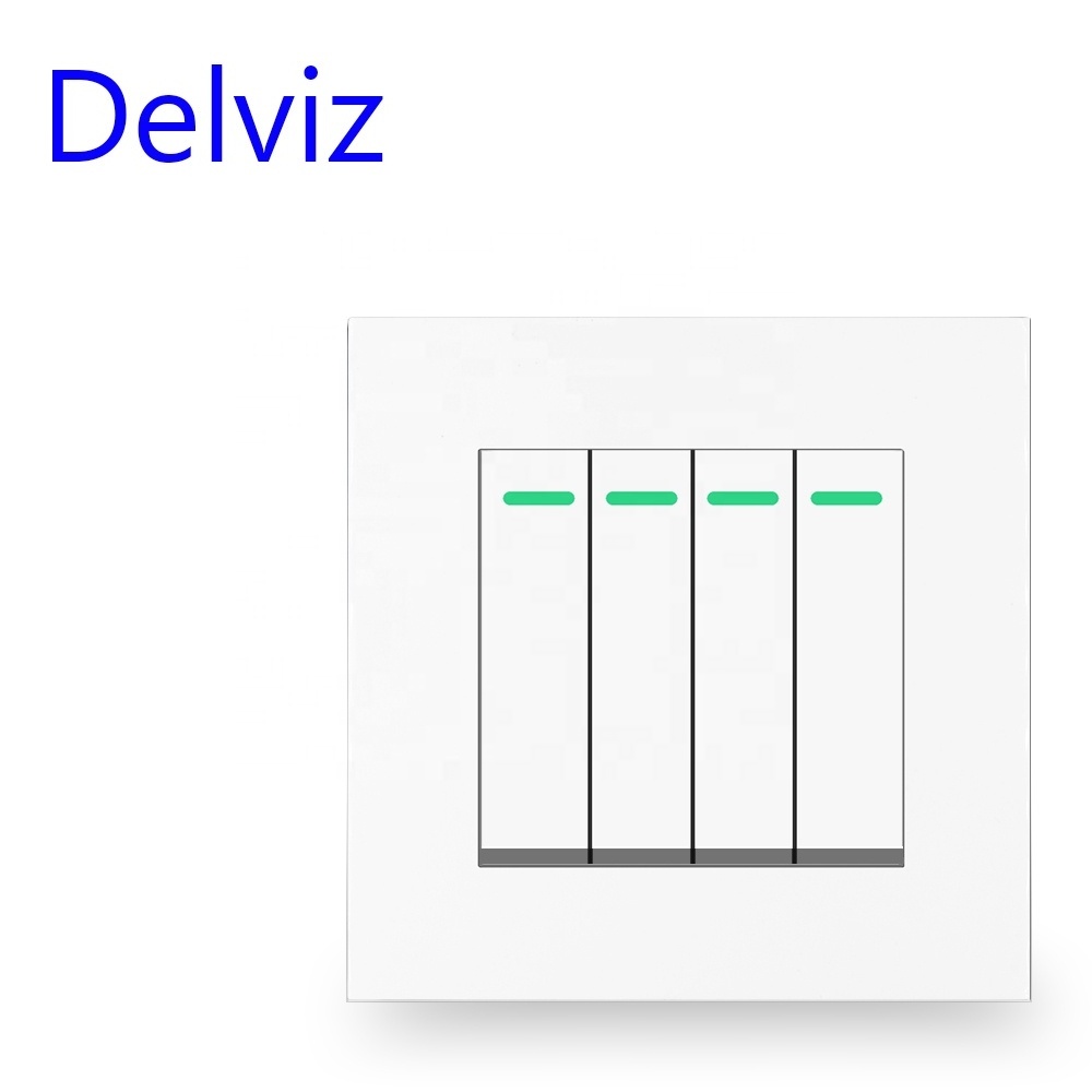 Delviz Plastic White Panel, Factory direct supply, AC 110V~250V 16A Power controller, 1 Gang 2 Way Push Button Wall Lamp Switch