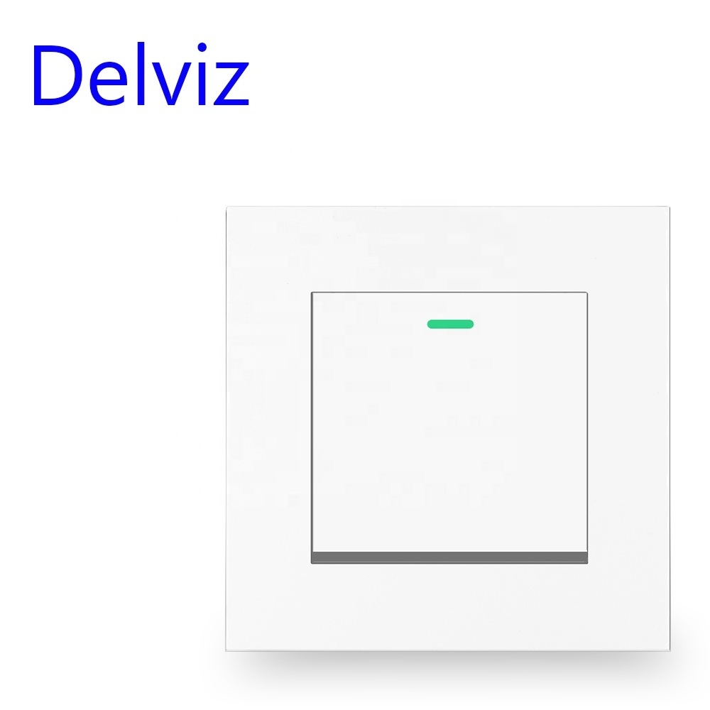 Delviz Plastic White Panel, Factory direct supply, AC 110V~250V 16A Power controller, 1 Gang 2 Way Push Button Wall Lamp Switch