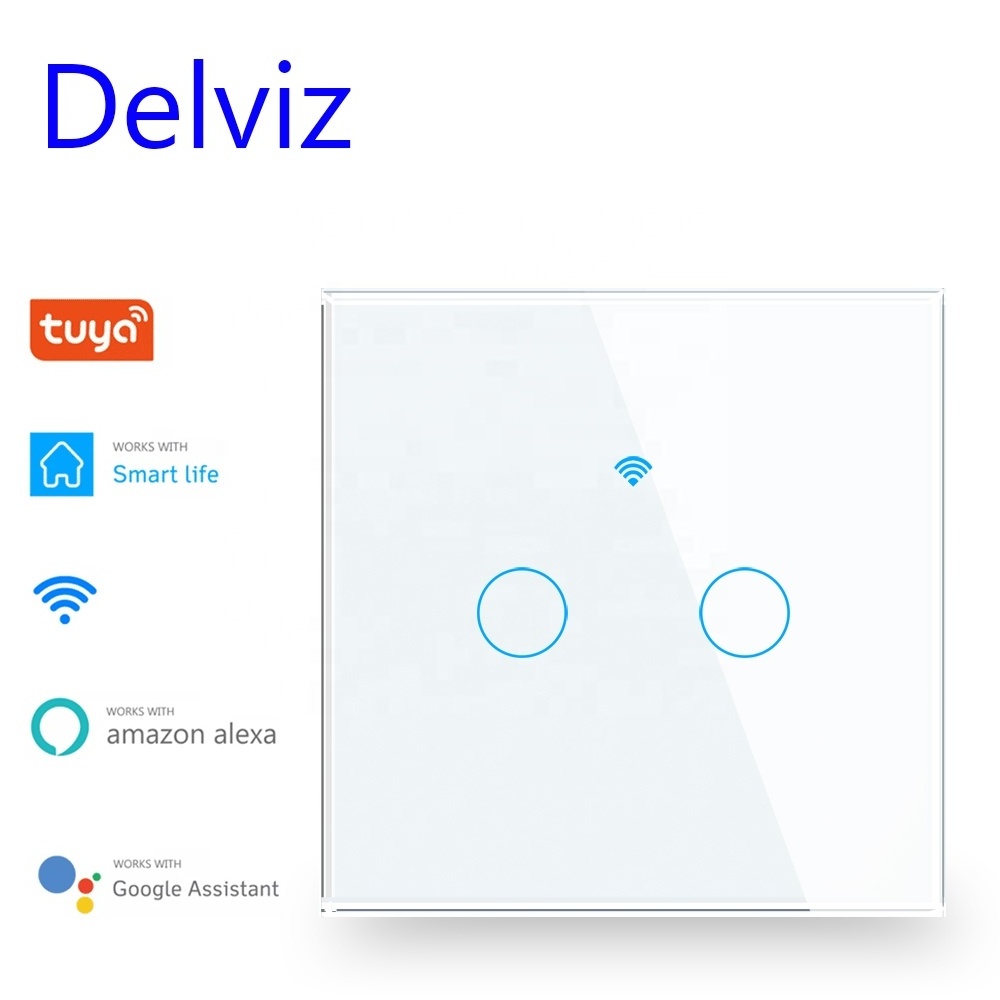 Delviz Crystal glass touch panel, Remote Control Smart Switch Socket Work With Google Alexa, Tuya Wall Light WIFI Smart Switch