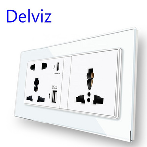 Delviz multi function socket, Dual Universal 13A Power Outlet, 18W 3A Type C Smart Quick Charge 5V USB port Wall electric socket