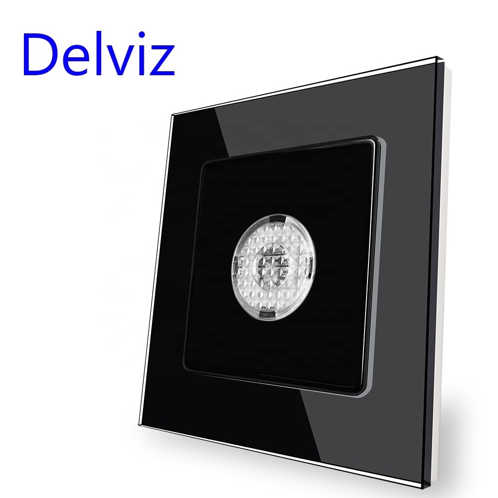 Delviz Acousto-optic switch, White/Black/Grey crystal glass Panel, Voice-controlled Aisle switch motion sensor Wall Light Switch