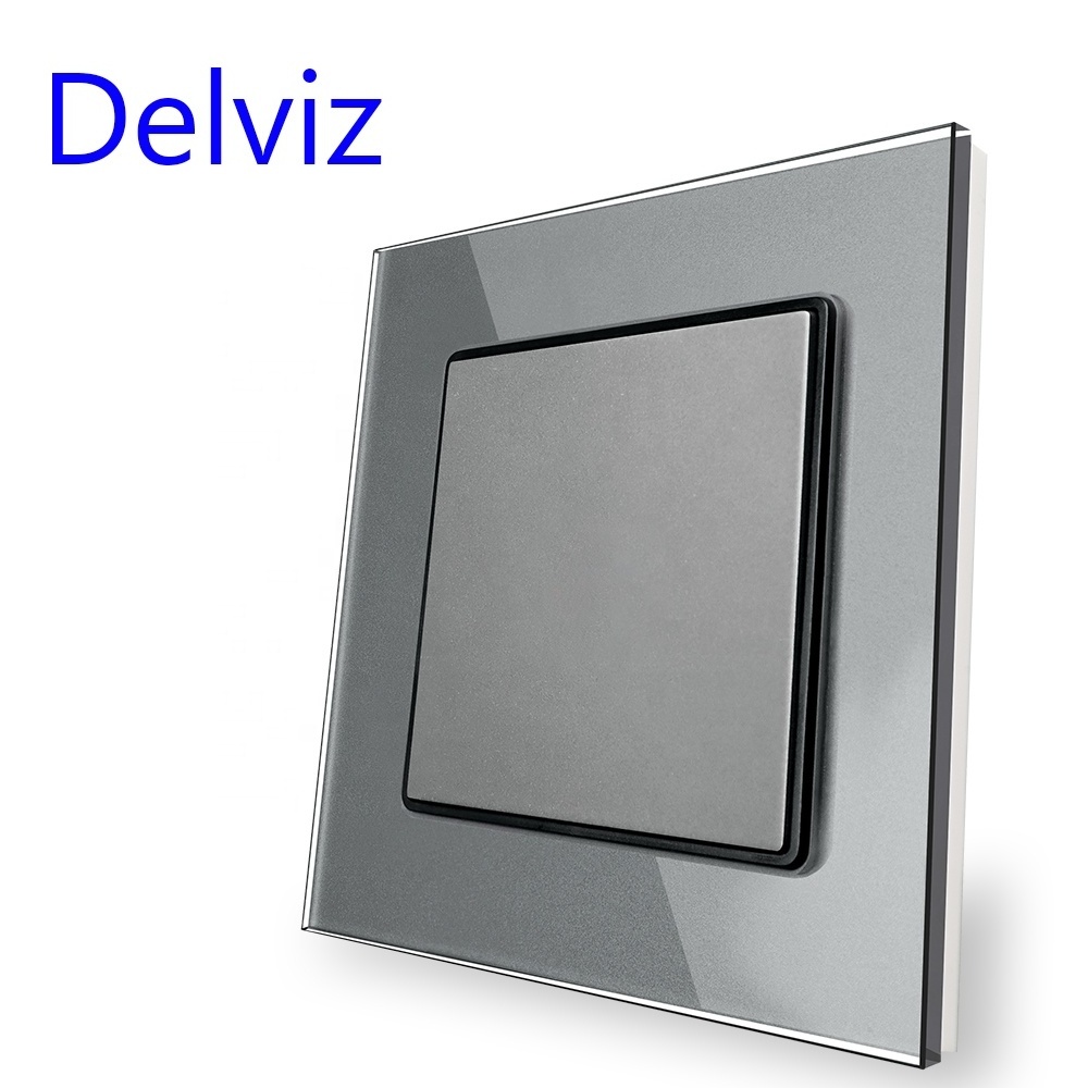 Delviz Toughened Crystal Glass Switch Panel, Mounting hole spacing 60mm, ize 86mm*86mm, Square wall Fill cover plate Blank panel