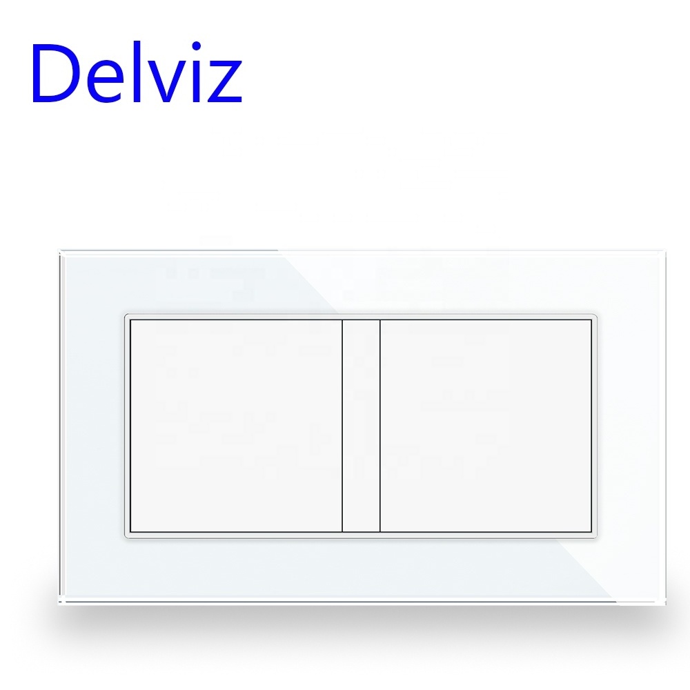 Delviz Toughened Crystal Glass Switch Panel, Mounting hole spacing 120mm,146mm*86mm, Rectangle wall Fill cover plate Blank panel