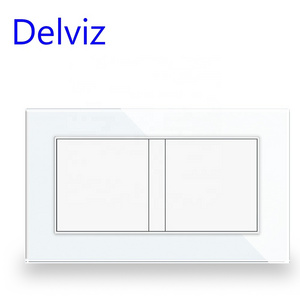 Delviz Toughened Crystal Glass Switch Panel, Mounting hole spacing 120mm,146mm*86mm, Rectangle wall Fill cover plate Blank panel