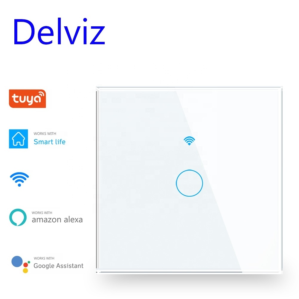 Delviz Crystal glass touch panel, Remote Control Smart Switch Socket Work With Google Alexa, Tuya Wall Light WIFI Smart Switch