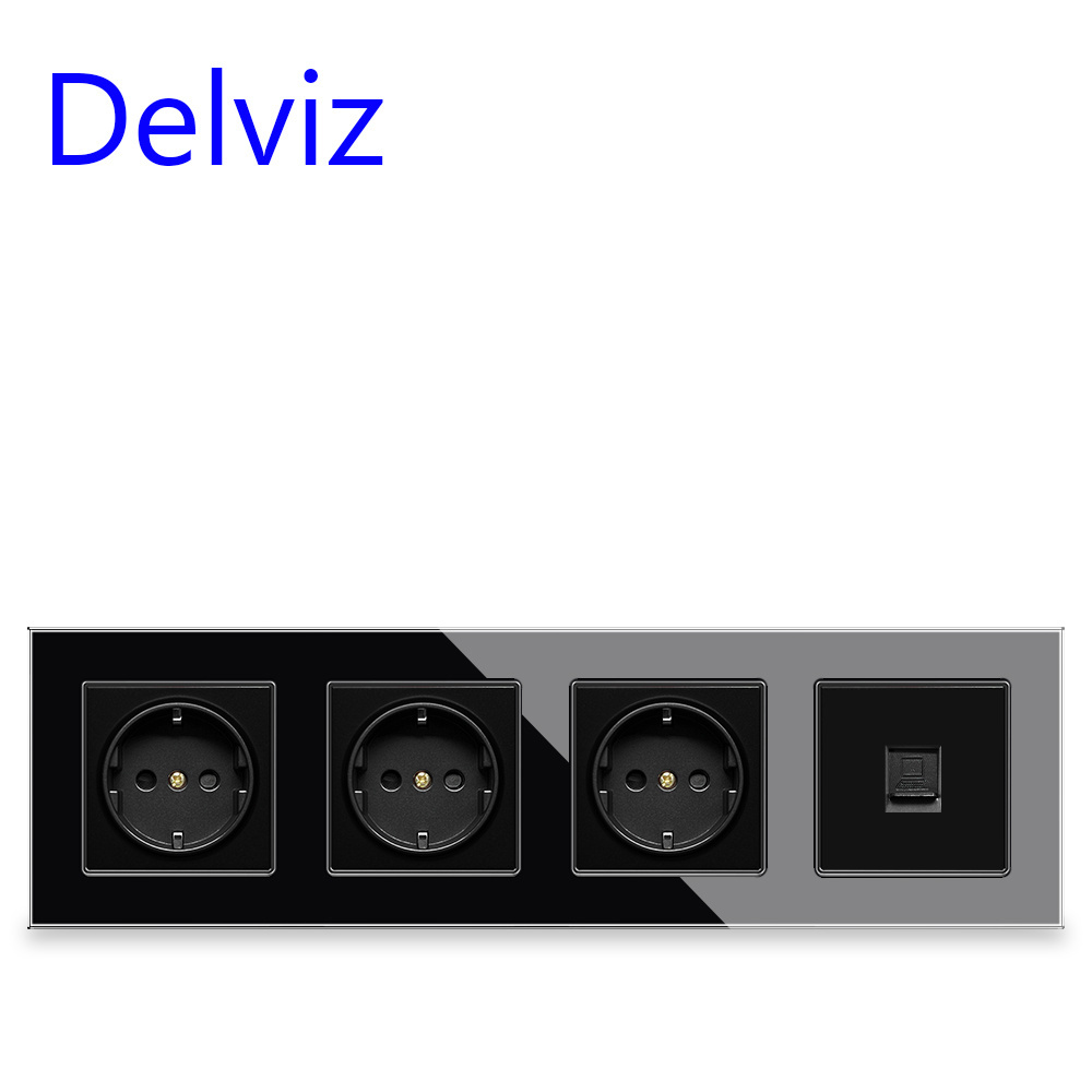 Delviz 16A EU Standard Electrical Jack, Module Customizable, AC 110~250V, European Home RJ45 outlet, Wall Computer cable Socket