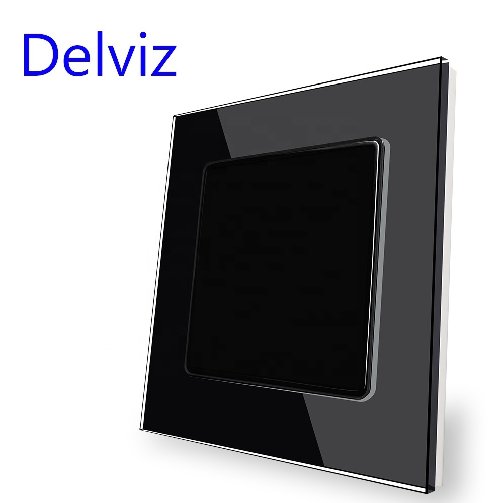 Delviz Toughened Crystal Glass Switch Panel, Mounting hole spacing 60mm, ize 86mm*86mm, Square wall Fill cover plate Blank panel