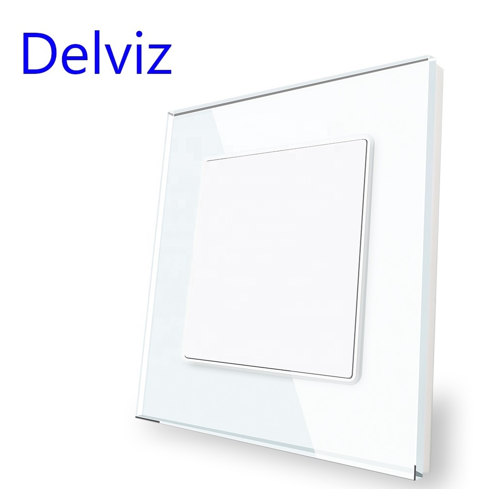 Delviz Toughened Crystal Glass Switch Panel, Mounting hole spacing 60mm, ize 86mm*86mm, Square wall Fill cover plate Blank panel