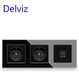 Delviz 16A EU Standard Electrical Jack, Module Customizable, AC 110~250V, European Home RJ45 outlet, Wall Computer cable Socket