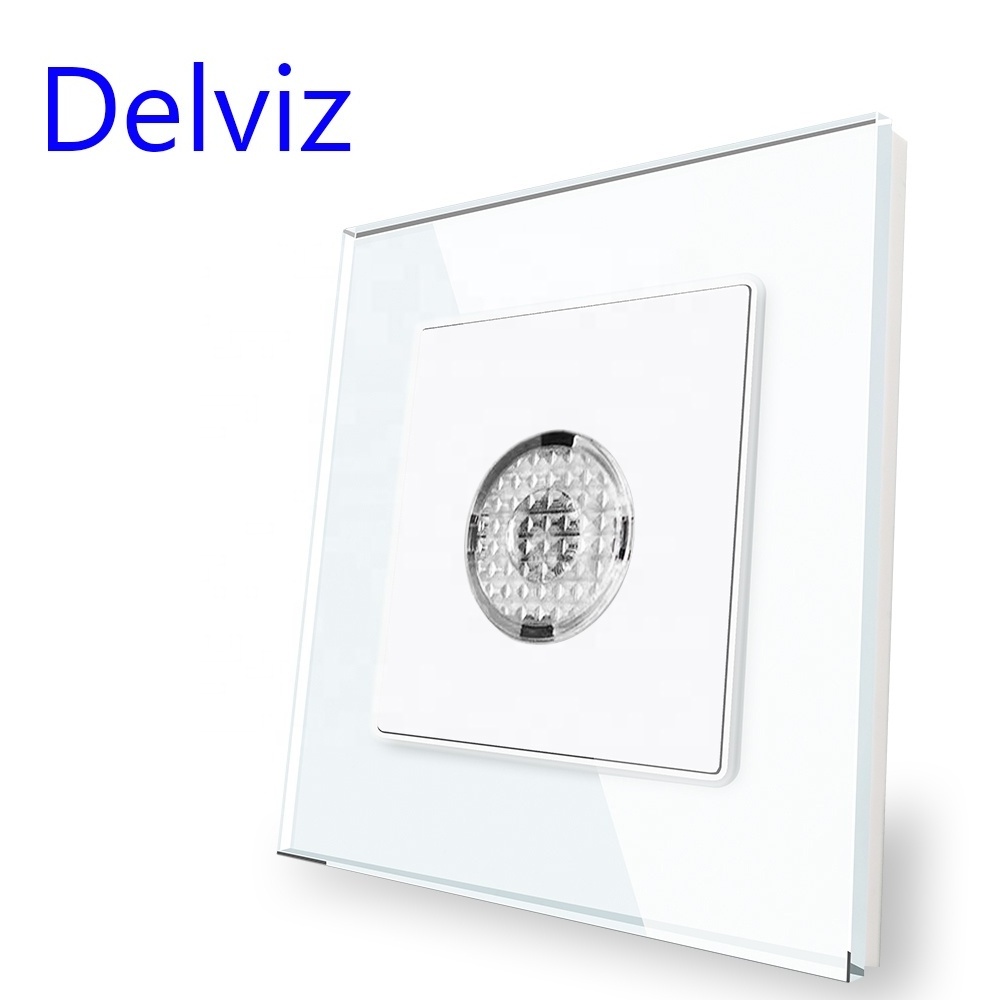 Delviz Acousto-optic switch, White/Black/Grey crystal glass Panel, Voice-controlled Aisle switch motion sensor Wall Light Switch