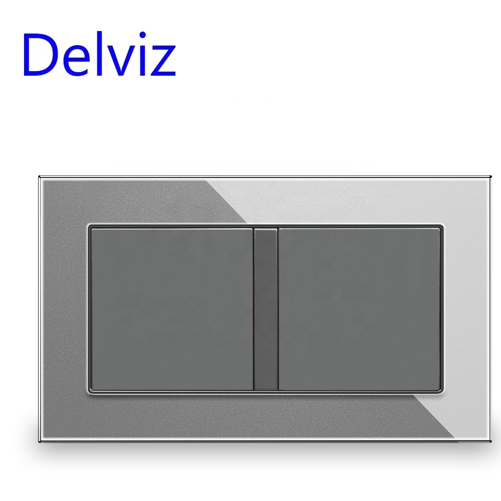 Delviz Toughened Crystal Glass Switch Panel, Mounting hole spacing 120mm,146mm*86mm, Rectangle wall Fill cover plate Blank panel