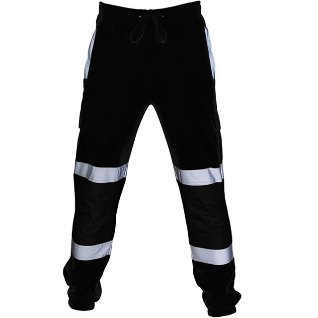 Delivery Boys Workwear HiViz Black Jogger Sweatpants With Reflective Taped Custom logo/Plain Track Cargo Pants Men