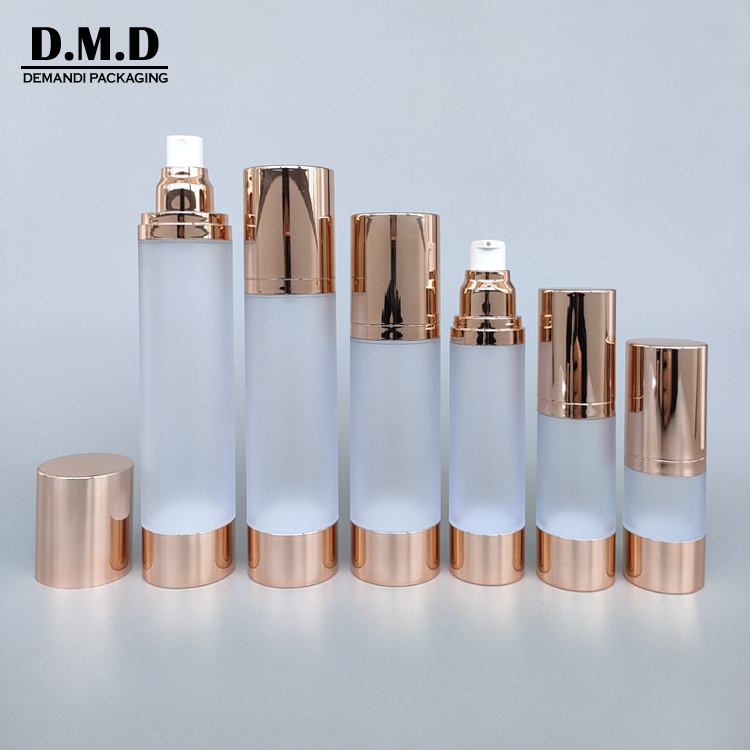 Custom logo rose gold silver 15ml 120ml 80 1oz 4 oz plastic empty cosmetics 30 ml 50ml 100ml airless pump bottle