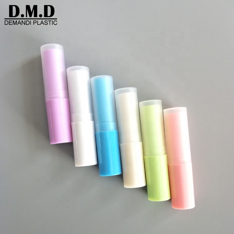 Empty clear plastic PP pink white green blue lip balm stick / lip balm tube for kids