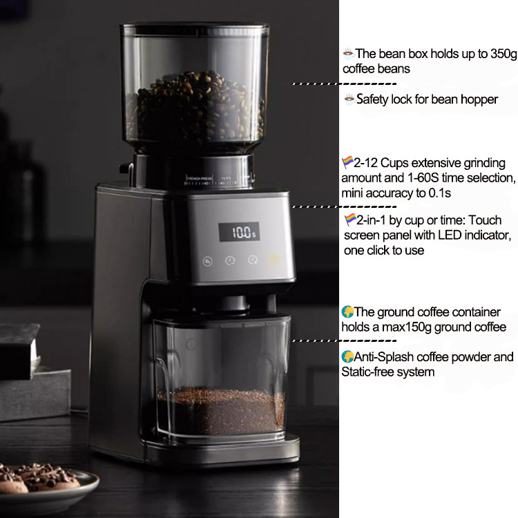 Electric Coffee Grinder with 51 Setting from Fine to Coarse Conical Burr Mill Expresso Coffee bean grinder