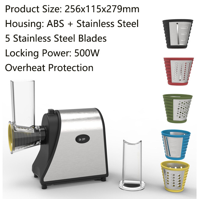 Vegetable Slicer Cutter Electric Salad Maker with 5 Blades Multifunctional Veggie Slicer Electric Cheese Grater