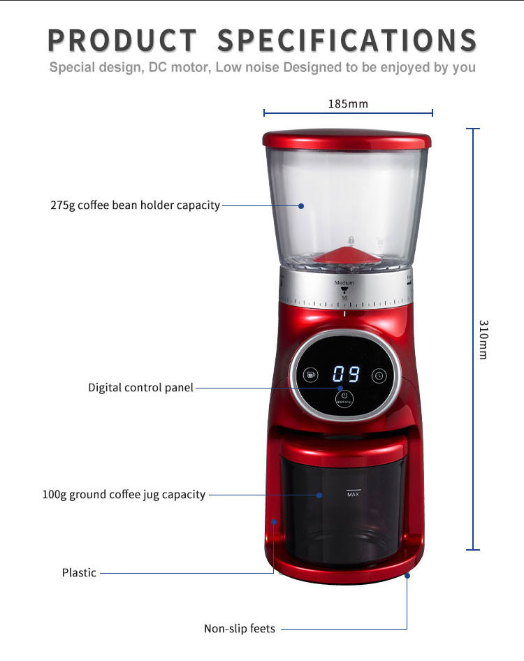 Demaria Conical Burr Coffee Grinder with 31 Grind Settings Digital Cone Mill Espresso