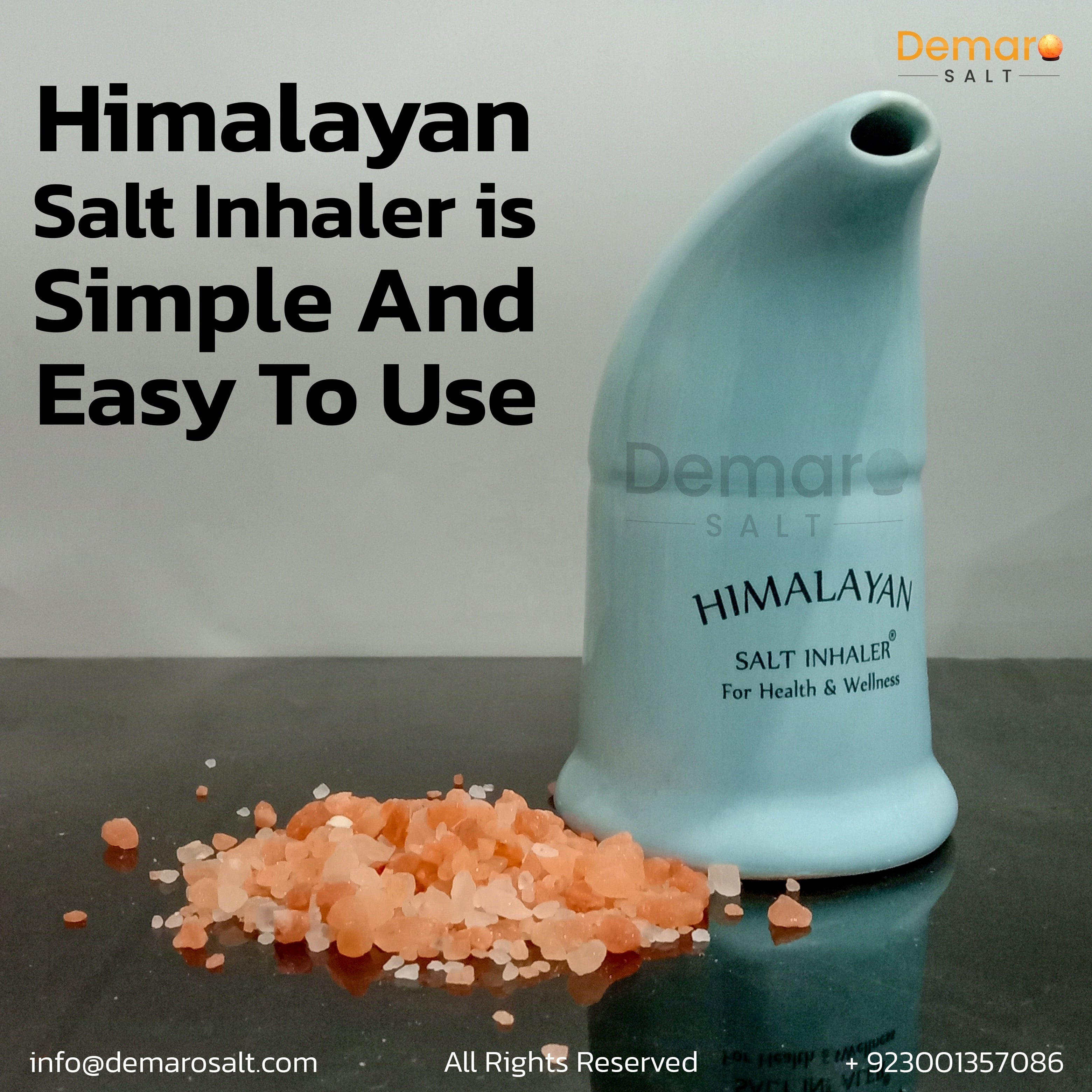 Wholesale Refillable Ceramic Made Himalayan Salt Inhaler in blue & White Color with 100% Pure Himalayan Salt for Asthma Patients