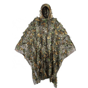 Light-weight Durable Camouflage Raincoat Poncho 3D Leaves Hunting Cape Camouflage Cloak Stealth Ghillie Suit