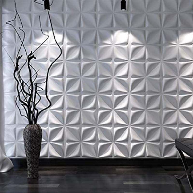 DBDMC Brand 3D Wall Panels, Star Textured White PVC Wall Panels for Interior Wall Decor