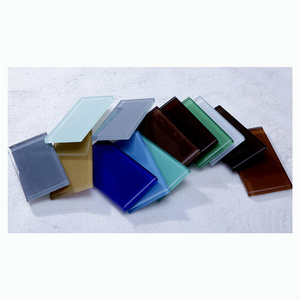 Wavy Clear Transparent Iridescent Blue Mosaic Square Glass Tiles Art Wall Tilings