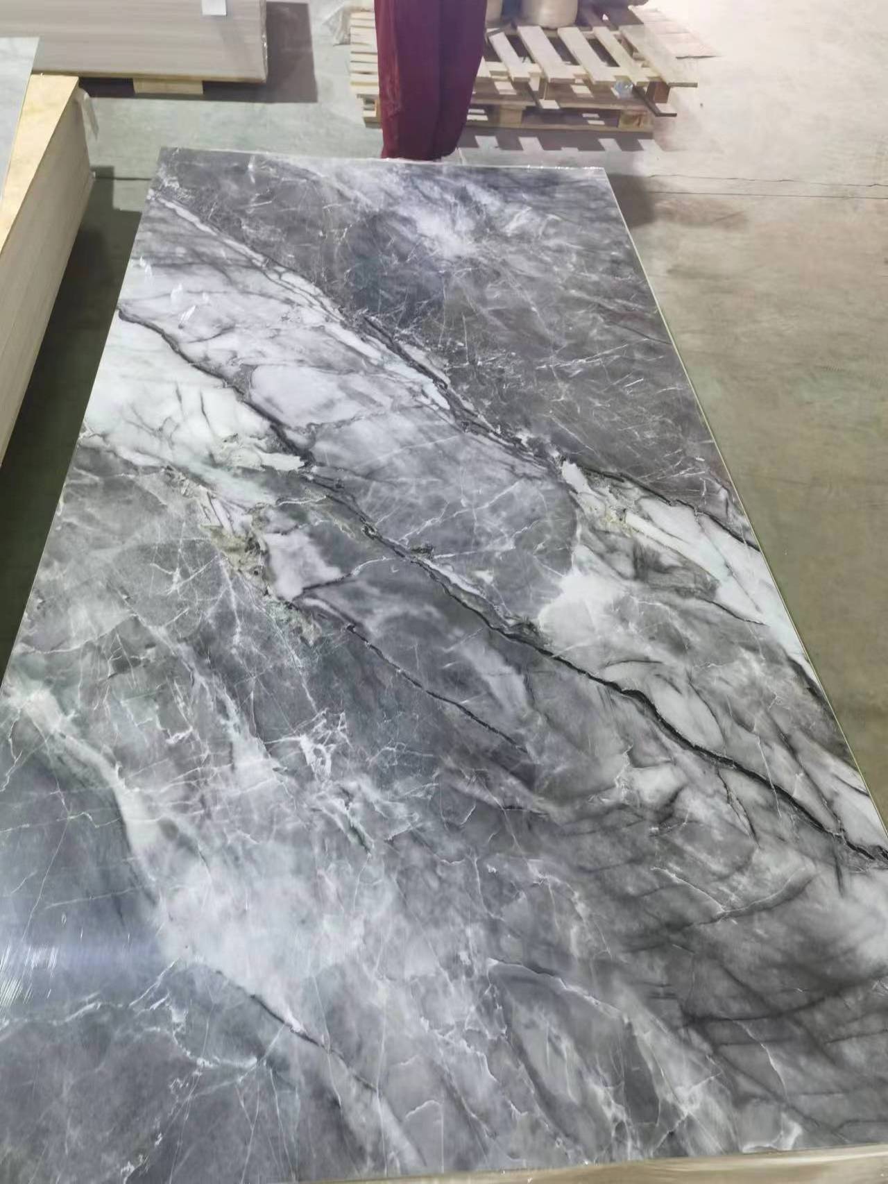 4*8  SPC wall panel/ high glossy 3d pvc Plastic sheet wall covering board bathroom PVC wall panels Marble Sheet