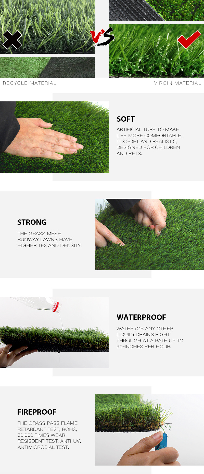 10mm Factory Wholesale Artificial Landscape Turf Grass Carpet Lawn for Home Garden artificial turf lawn green grass landscape