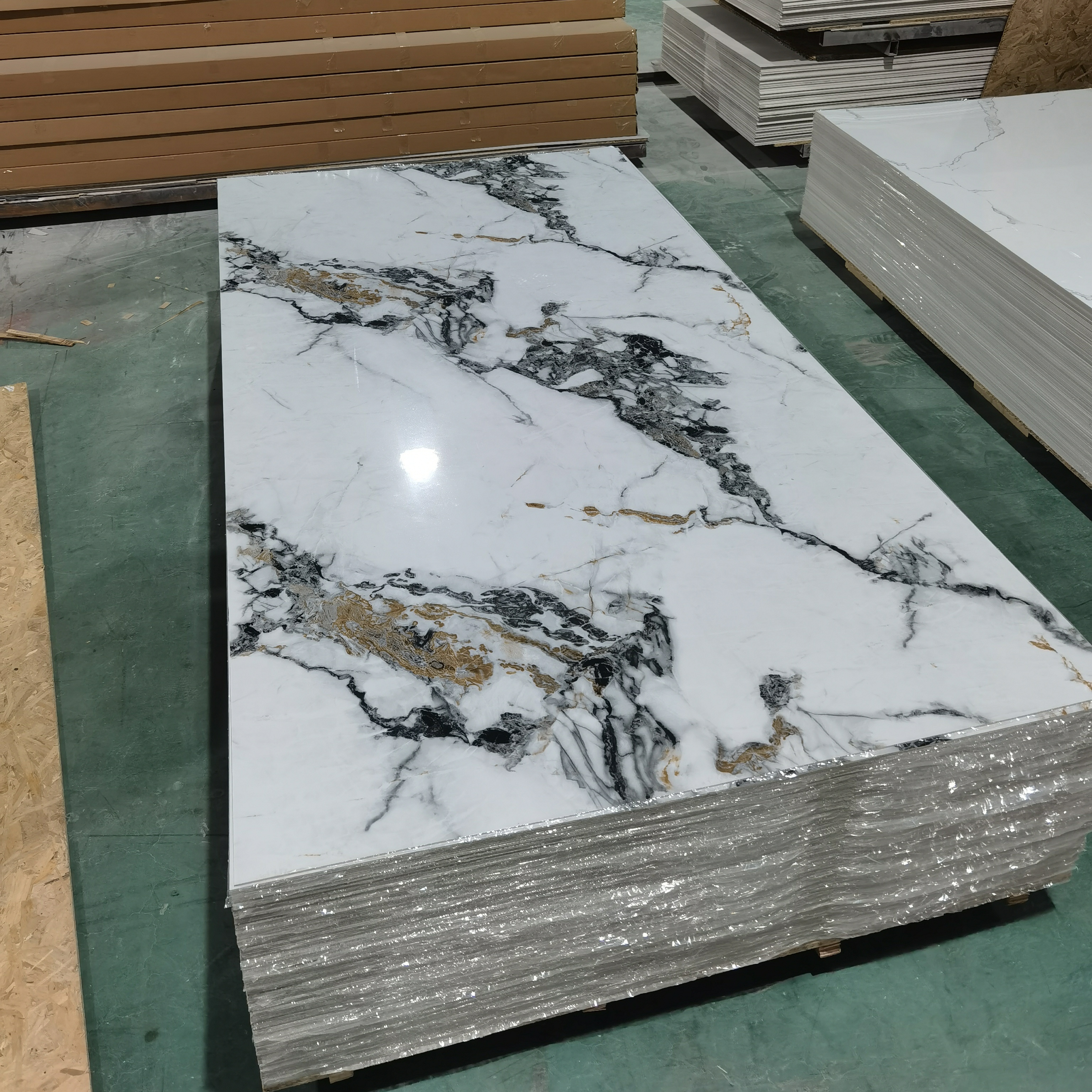 4*8  SPC wall panel/ high glossy 3d pvc Plastic sheet wall covering board bathroom PVC wall panels Marble Sheet