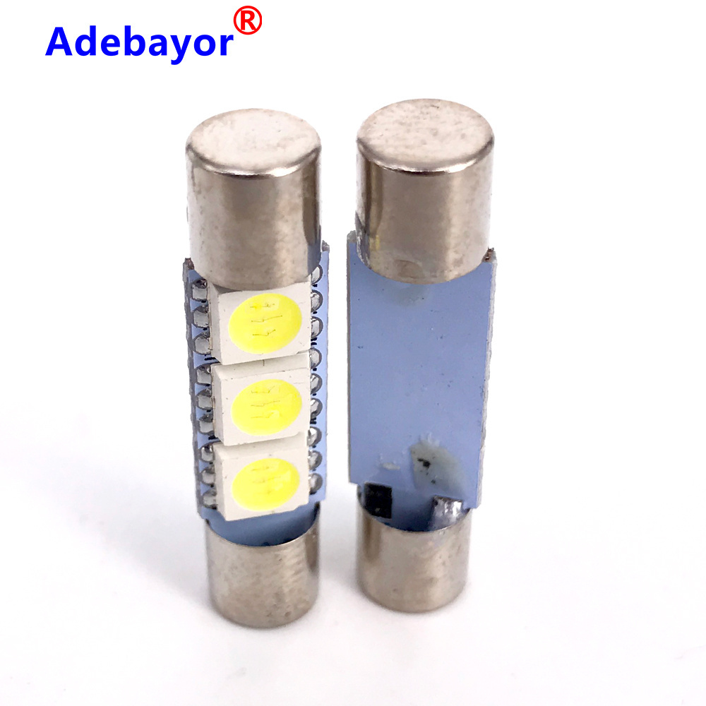 Customization LED Fuse Festoon Bulb 5050 3SMD 28mm Dome Interior Light Car Auto Interior Sun Visor Vanity Mirror-White Light