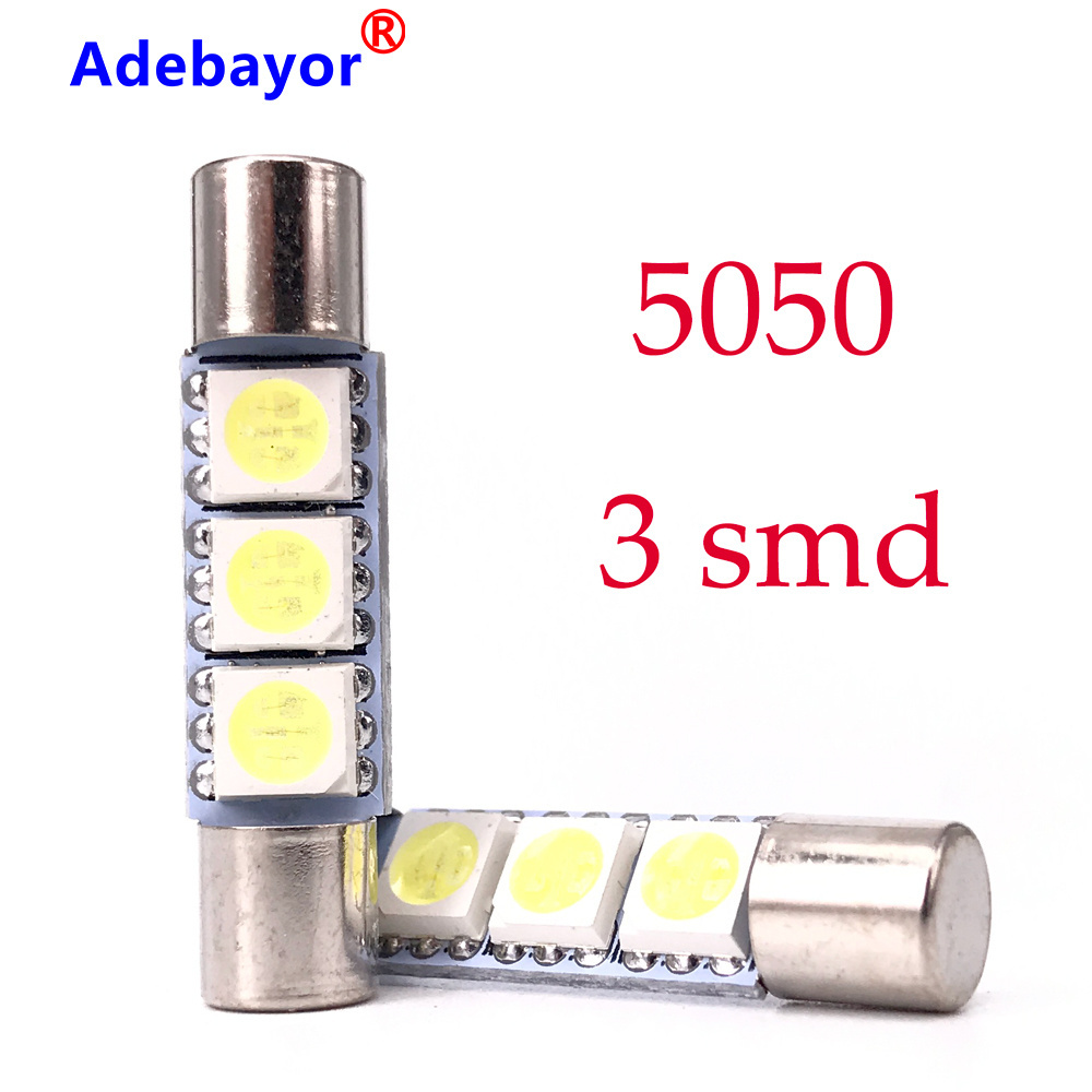 Customization LED Fuse Festoon Bulb 5050 3SMD 28mm Dome Interior Light Car Auto Interior Sun Visor Vanity Mirror-White Light