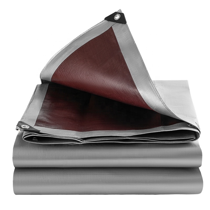 China Best Prices  HDPE Good Quality 100% Virgin Polyethylene 210g Brown Silver  PE Tarpaulin Sheet Cover For Water Storage