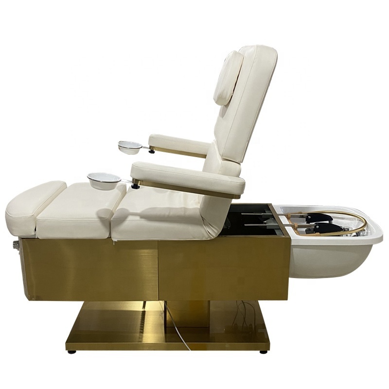 shampoo hair black gold moder electric bed massage bowl washing salon and chair beds silver base jet pump with water circulation