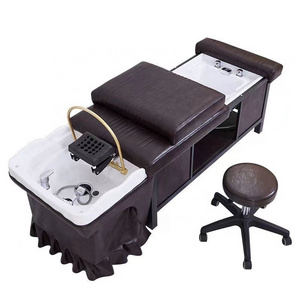 professional hair washing massage salon beauty chair shampoo bowl spa heated head water therapy shampoo bed with steamer