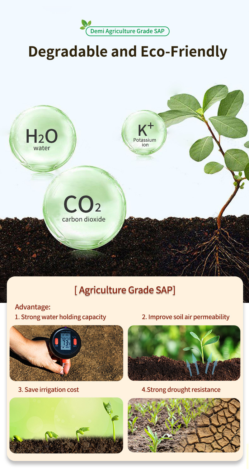 Soil Water Starch Super Absorbent Polymer Sap Potassium Polyacrylate Hydrogel For Agriculture