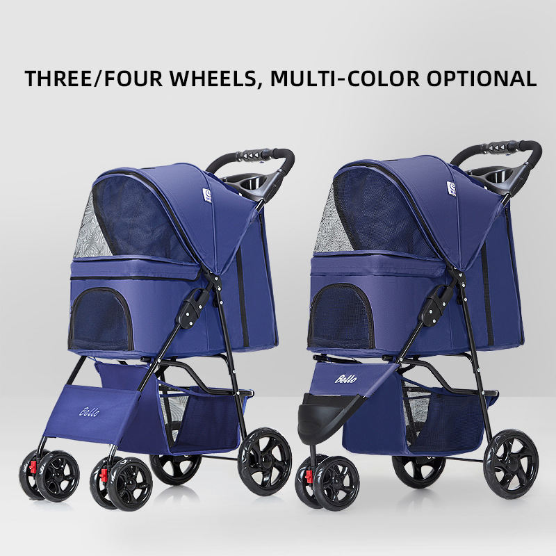 Breathable and Easy find Dog Hot Selling Small Animals Pet Stroller Luxury customized large 4 wheels Pet Car Dog luggageTrolley