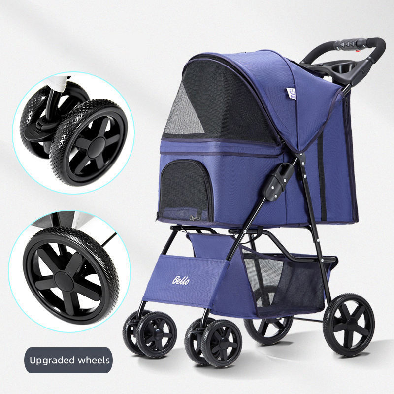 Breathable and Easy find Dog Hot Selling Small Animals Pet Stroller Luxury customized large 4 wheels Pet Car Dog luggageTrolley