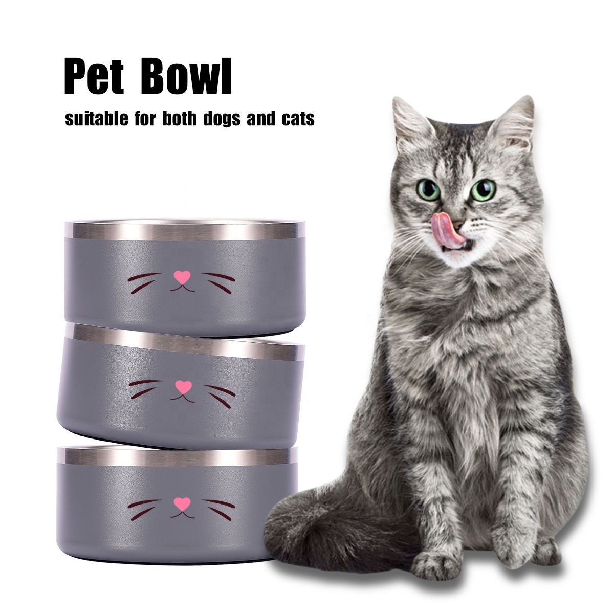 Hot Selling Custom 32/64oz Double Wall Vacuum Insulated Stainless Steel Dog Bowl Pet Feeder Bowls