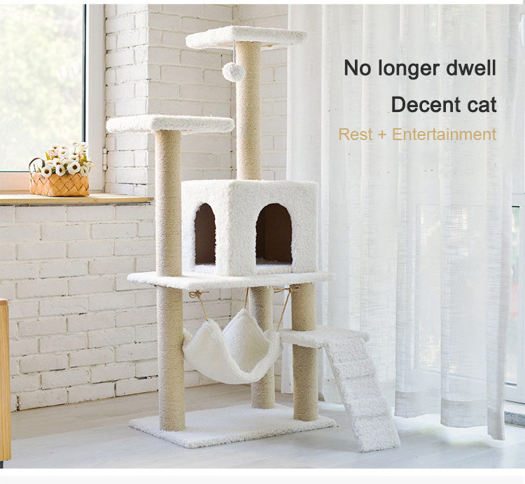 Factory In Stock luxury Multi-Level Cat Condo Cat Tree Scratching Tower For Multiple Cats Posts Perches Houses Hammock