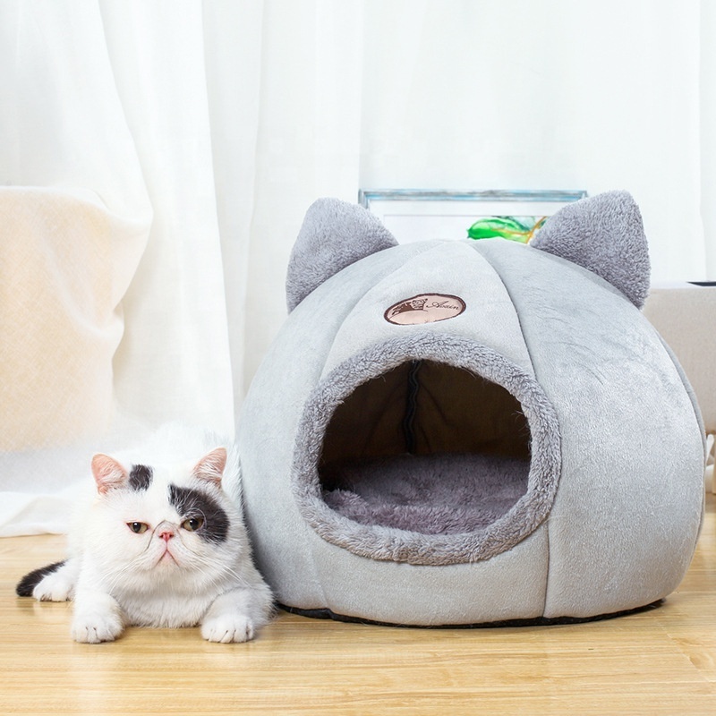 Pet Cat Tent Kennel Warm Winter Nest Soft Foldable Dog Sleeping Pad House Cat Nest bed