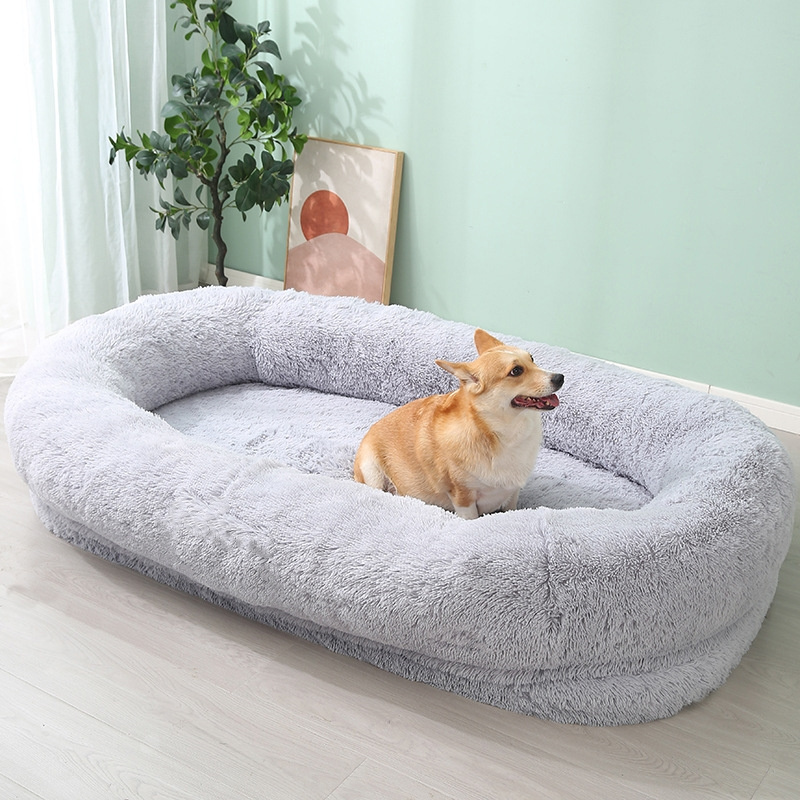 Manufacturer Hot Sale Washable Removable Luxury Giant Large Human Size Scale Fluffy Plush Dog Bed For Large Dog