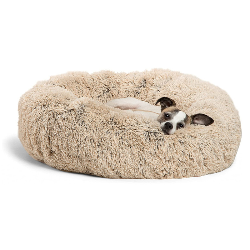 Hot Popular Soft Removable Washable Luxury Cushion Fluffy Large Dogs Cats Waterproof Anti Slip Donut Round Dog Pet Bed for Dogs