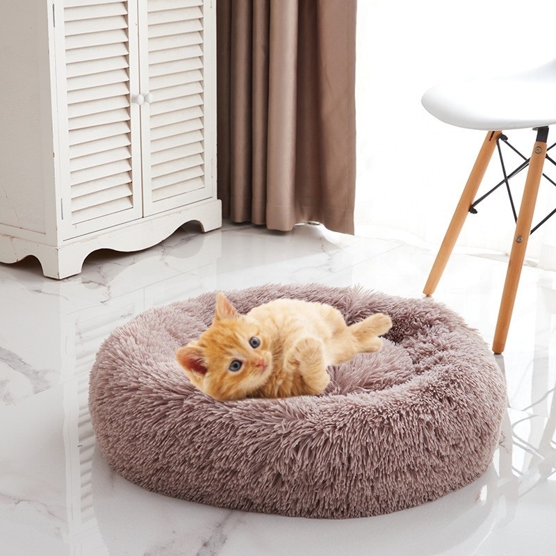 Wholesale Waterproof Washable Best Round Faux Fur Removable Plush Soft Safety Foam Xxl Giant Extra Size donut dog bed