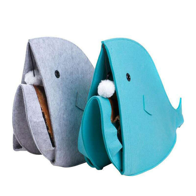 Fashion and Customized  Cute Foldable  Felt Materials Shark Whale  Pet House Cat Bed/ Cat Cave Bed