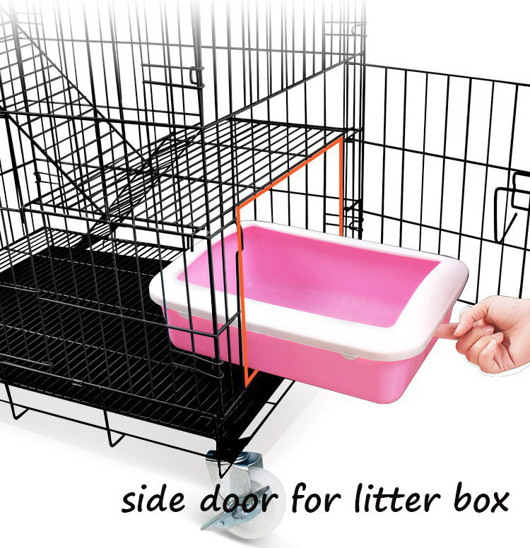 Hot Selling Wholesale removable multi functional multi-layer metal wire house cage on wheels home for pet cat