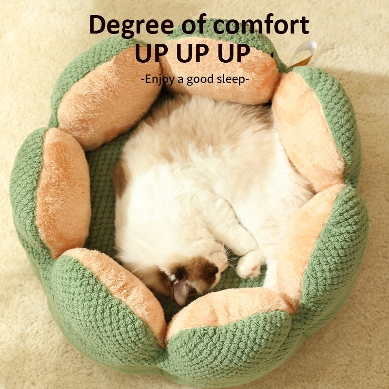 New Style Unique Soft Warm Sleep Nest Pet Bed Cactus Petal Paw Shape Nest Cat Dog House Bed