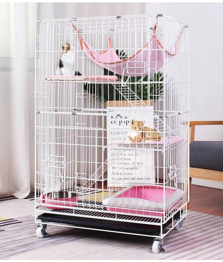 Hot Selling Wholesale removable multi functional multi-layer metal wire house cage on wheels home for pet cat