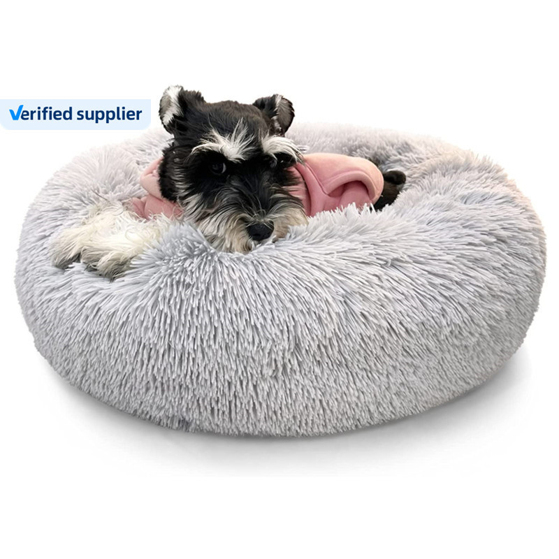 Hot Popular Soft Removable Washable Luxury Cushion Fluffy Large Dogs Cats Waterproof Anti Slip Donut Round Dog Pet Bed for Dogs