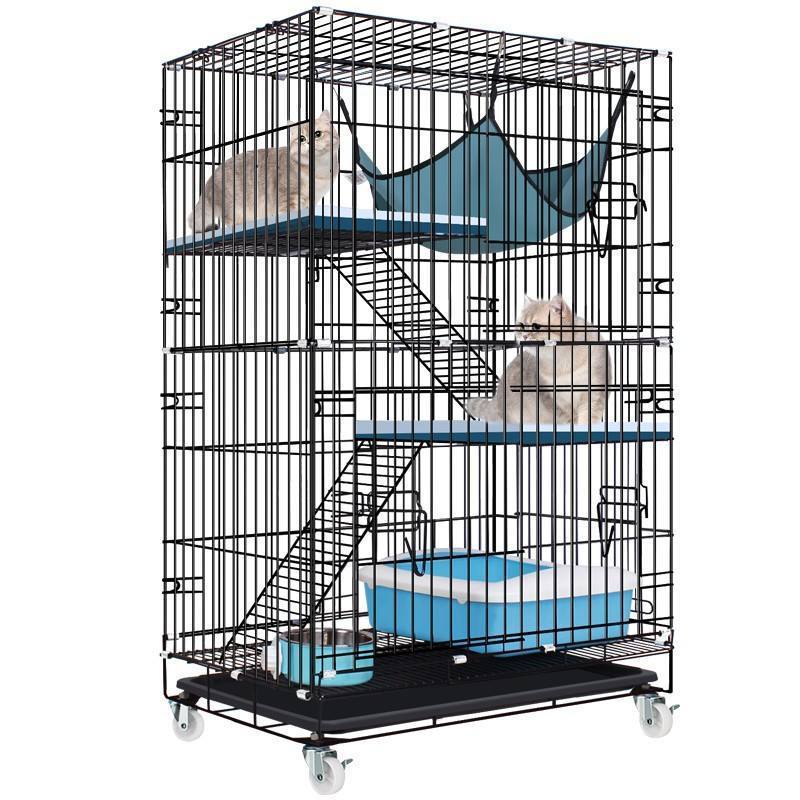 Hot Selling Wholesale removable multi functional multi-layer metal wire house cage on wheels home for pet cat