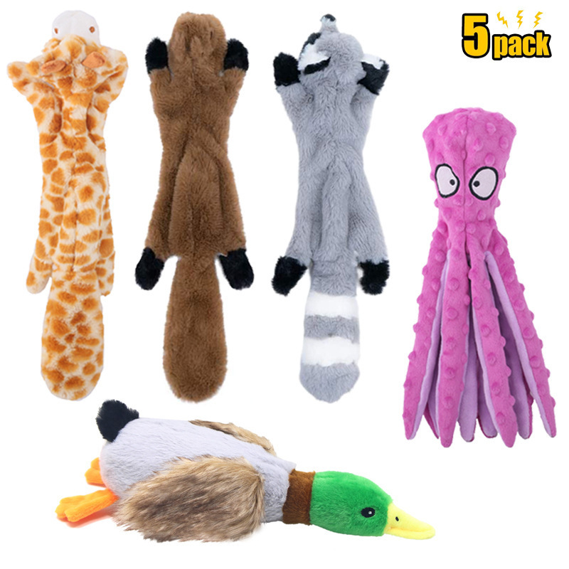 Factory Wholesale hot seller Skinny Squeaky Toys 5 Pack Pet Toys Crinkle No Stuffing Bite Resistant Interactive Dog Pet Toys